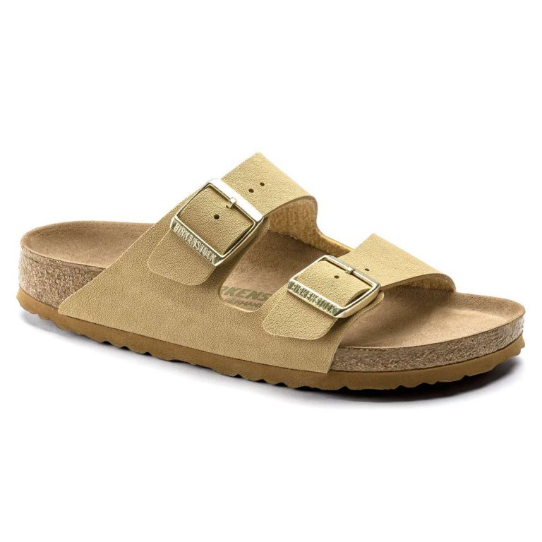 Cream Birkenstock Arizona Vegan Birkibuc Women's Two Strap Sandals | KP91z8x17QS