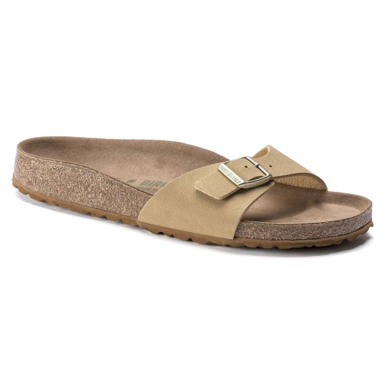 Cream Birkenstock Madrid Vegan Birko-Flor Women's One Strap Sandals | pSy3XEJlTB1