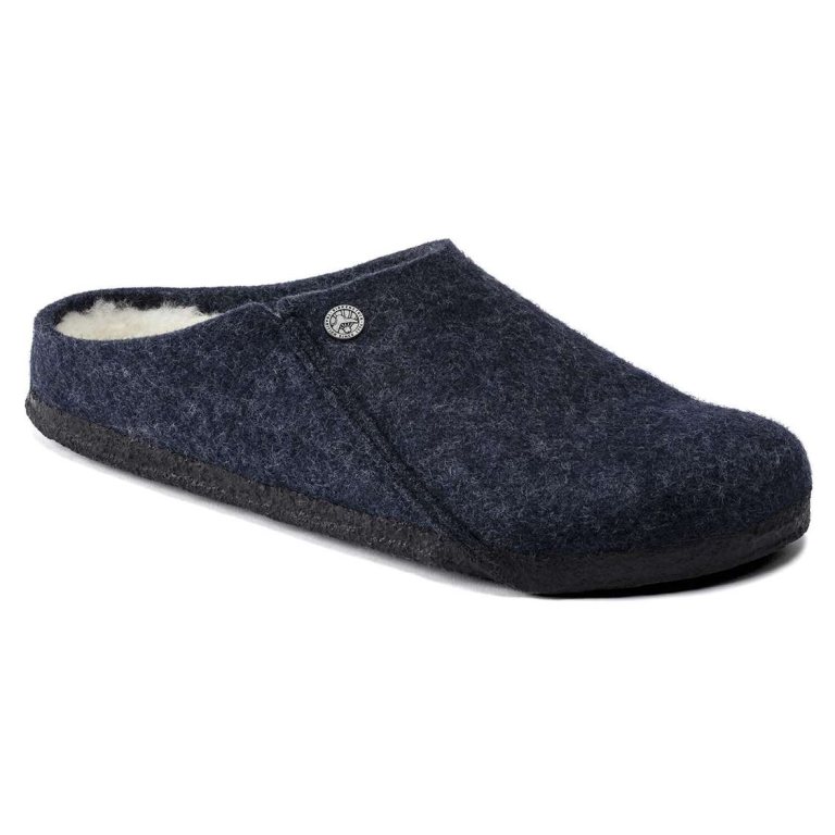 Dark Blue Birkenstock Zermatt Wool Felt Men's Clogs | IH6AdSoMkZZ