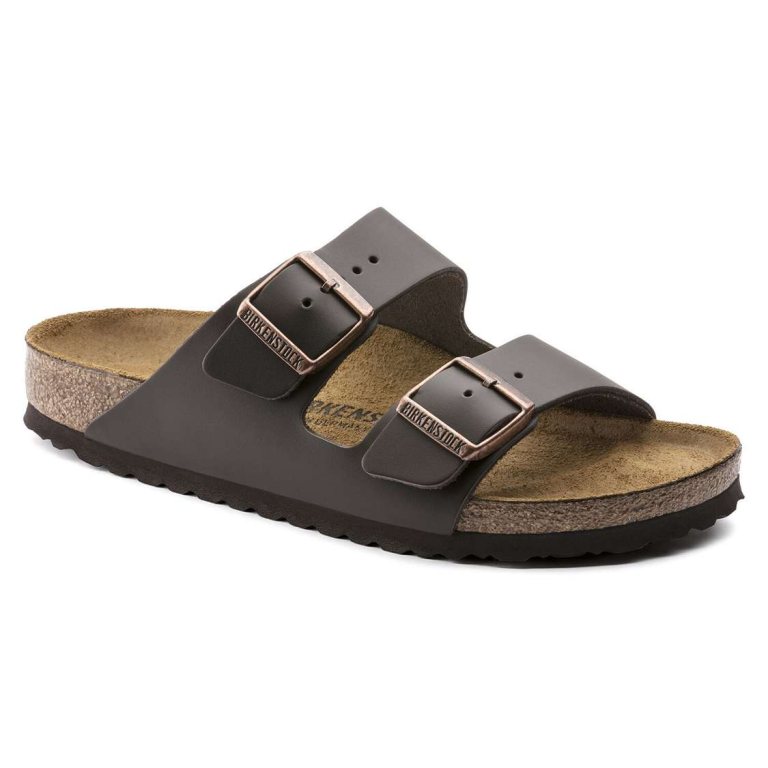 Dark Brown Birkenstock Arizona Leather Women's Two Strap Sandals | YCbRc7HCBGK