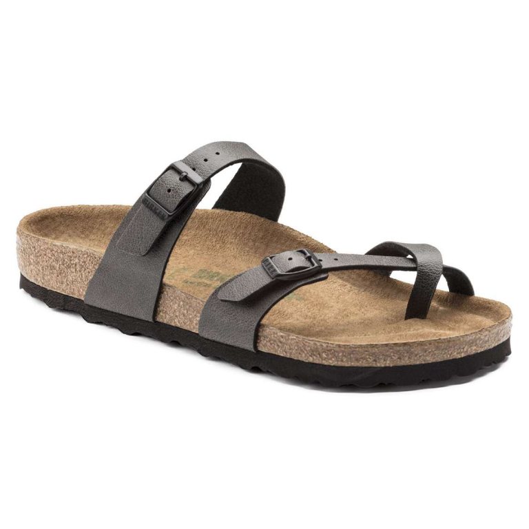 Dark Grey Birkenstock Mayari Vegan Birko-Flor Women's Two Strap Sandals | 5RrV28OMvvj