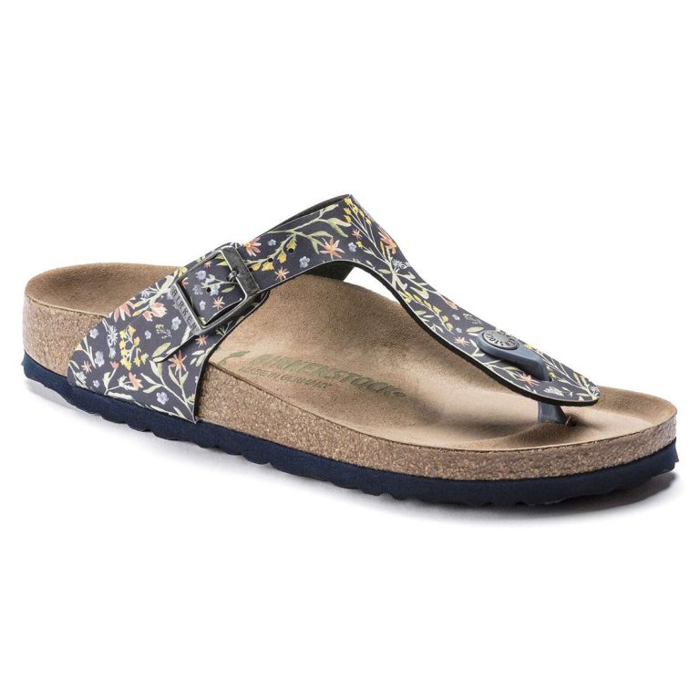 Flower Navy Birkenstock Gizeh Vegan Birko-Flor Women's Thong | u21sBRkcbkl