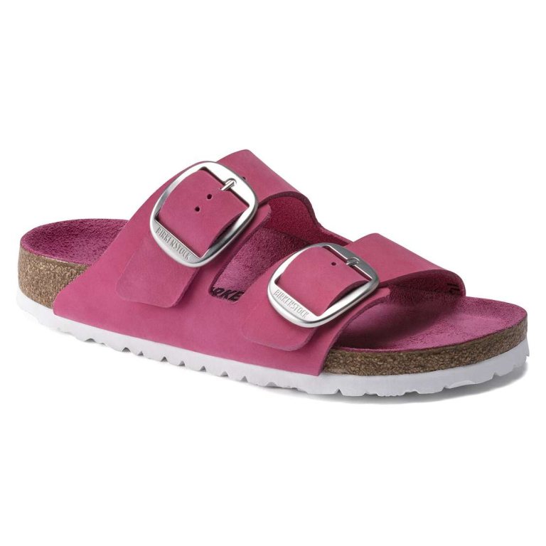 Fuchsia Birkenstock Arizona Big Buckle Nubuck Leather Women's Two Strap Sandals | MsRVbtfOSdp