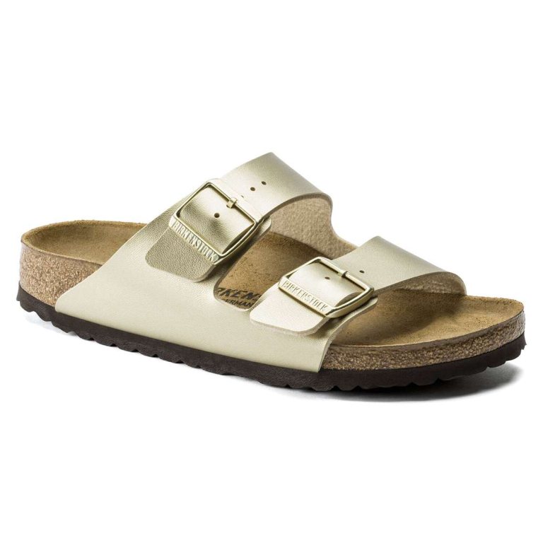 Gold Birkenstock Arizona Birko-Flor Women's Two Strap Sandals | J9jzn7CsZ6t