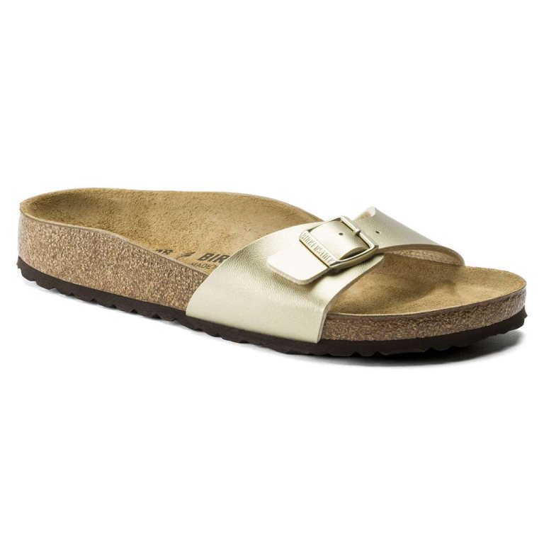 Gold Birkenstock Madrid Birko-Flor Men's One Strap Sandals | p2grjQnEeel