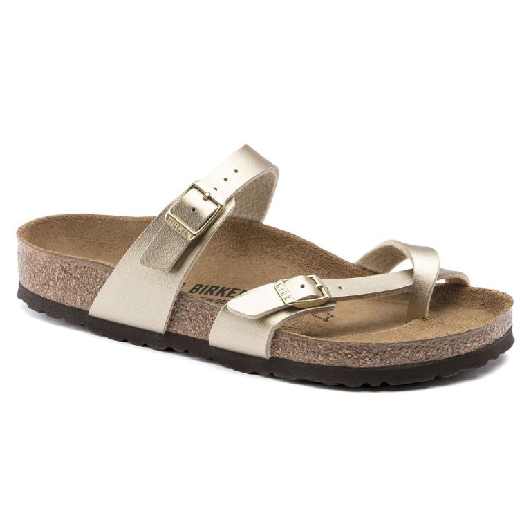 Gold Birkenstock Mayari Birko-Flor Women's Two Strap Sandals | Awz6NsHIdgr