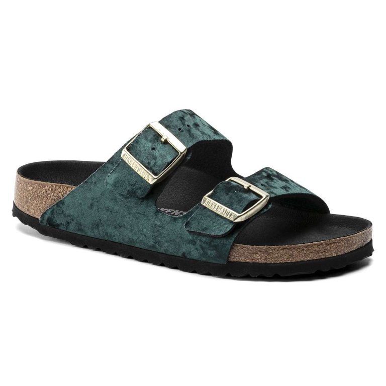 Green Birkenstock Arizona Textile Women's Two Strap Sandals | wJg9Hq3T8xY