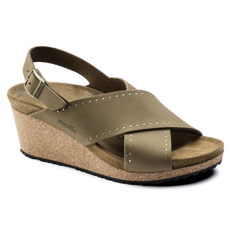 Green Birkenstock Samira Nubuck Leather Women's Wedges Sandals | t9vS5UuL9JB