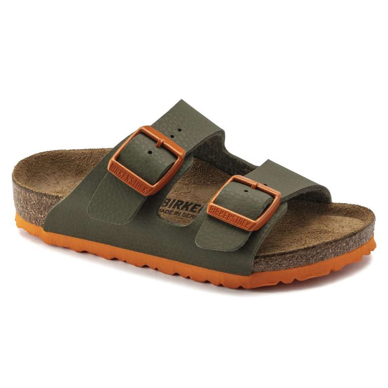 Green / Orange Birkenstock Arizona Birko-Flor Kids' Boys Sandals | mzXid2qyAUC