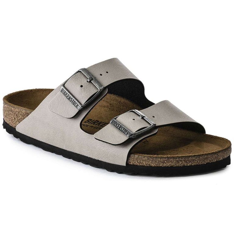 Grey Birkenstock Arizona Birko-Flor Men's Two Strap Sandals | D1iXWXInAF5