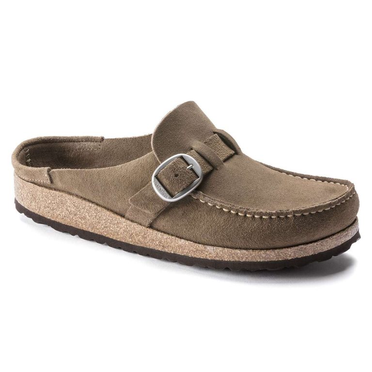 Grey Birkenstock Buckley Suede Leather Women's Clogs | CFg27KYLarX