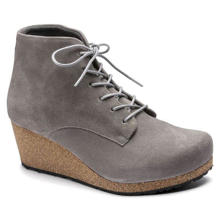 Grey Birkenstock Edith Suede Leather Women's Boots | Ps5itpQ6N2s