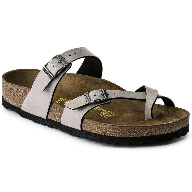 Grey Birkenstock Mayari Birko-Flor Women's Two Strap Sandals | 6THn2UOBLBy