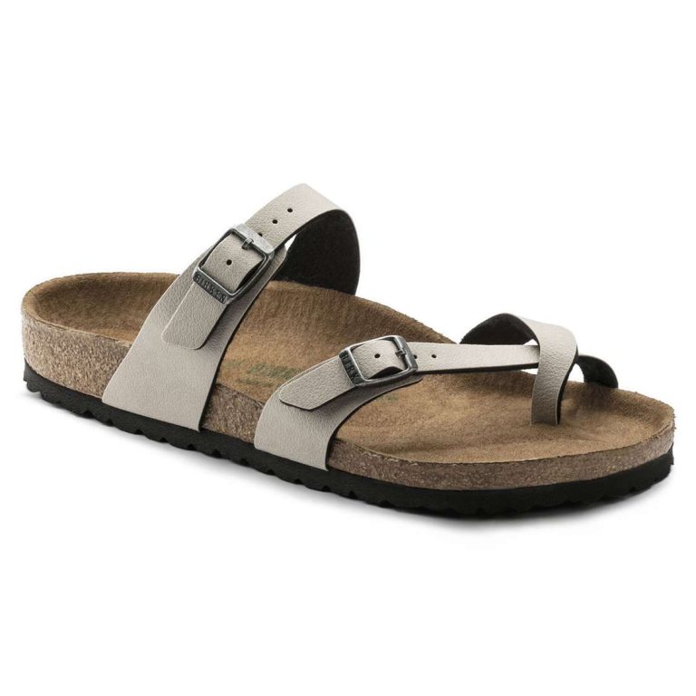 Grey Birkenstock Mayari Vegan Birko-Flor Men's Two Strap Sandals | B2JQyZxvkip