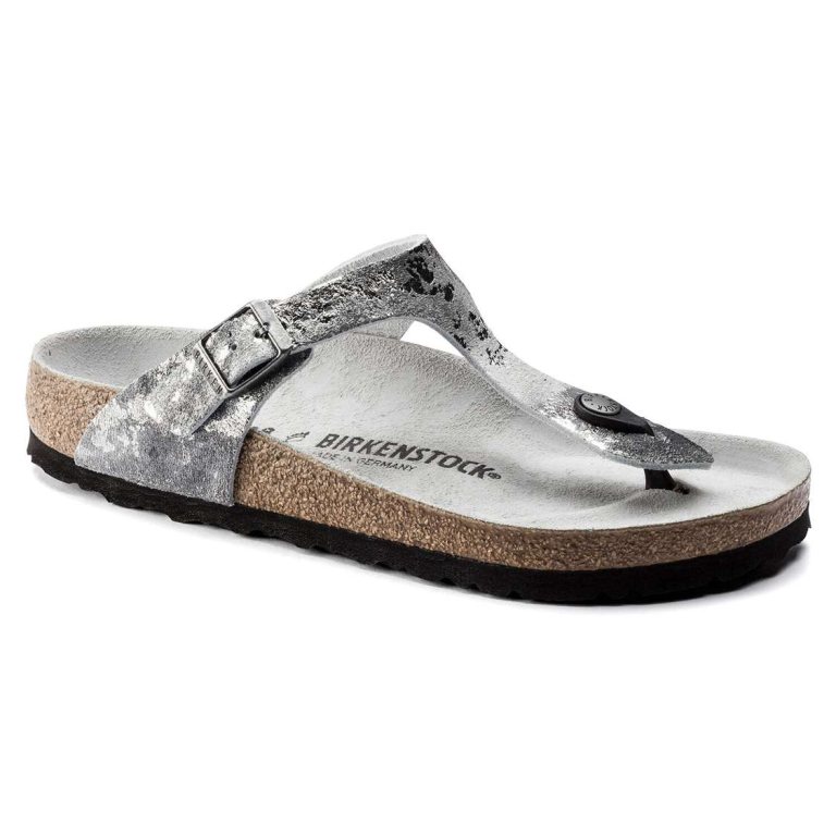 Grey Silver Birkenstock Gizeh Suede Leather Women's Thong | YEUxJg2OW5F