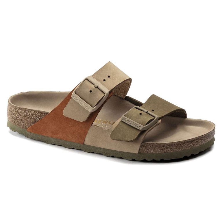 Khaki Birkenstock Arizona Split Nubuck Leather Women's Two Strap Sandals | zUGkhR37mEY