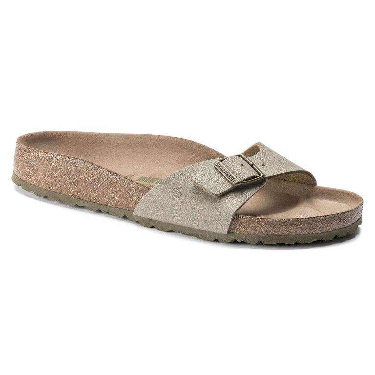 Khaki Birkenstock Madrid Vegan Birko-Flor Women's One Strap Sandals | YPFpcn7TCp5