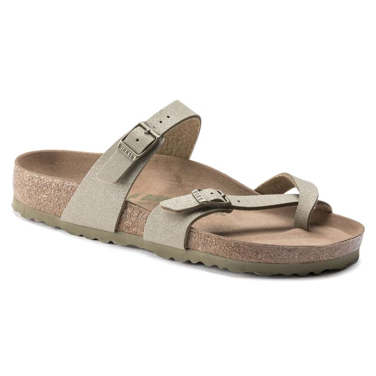 Khaki Birkenstock Mayari Vegan Birkibuc Women's Multi Strap Sandals | ANiN1aNzvhG