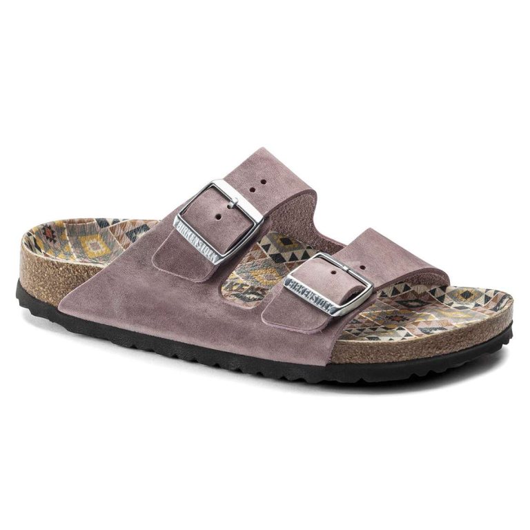 Lavender Birkenstock Arizona Oiled Leather Women's Two Strap Sandals | D6ZBowZmSzH