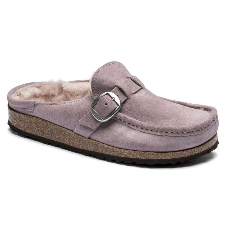 Lavender Birkenstock Buckley Shearling Suede Leather Women's Clogs | gmliZaGHwBa