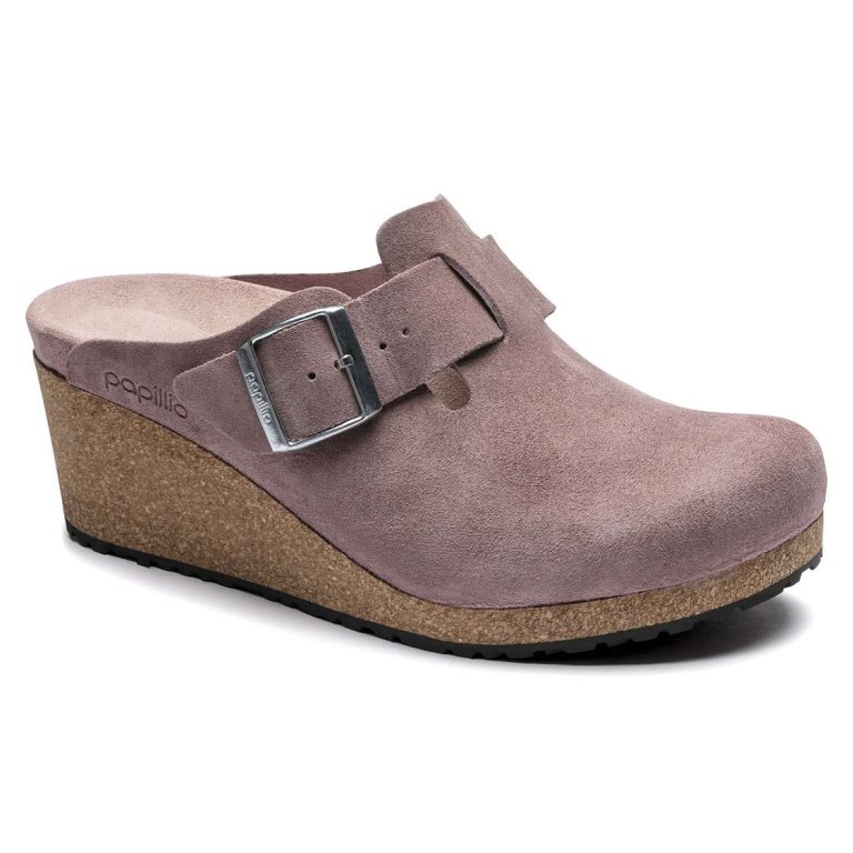 Lavender Birkenstock Fanny Suede Leather Women's Wedges Sandals | MI9zCiUoHqr