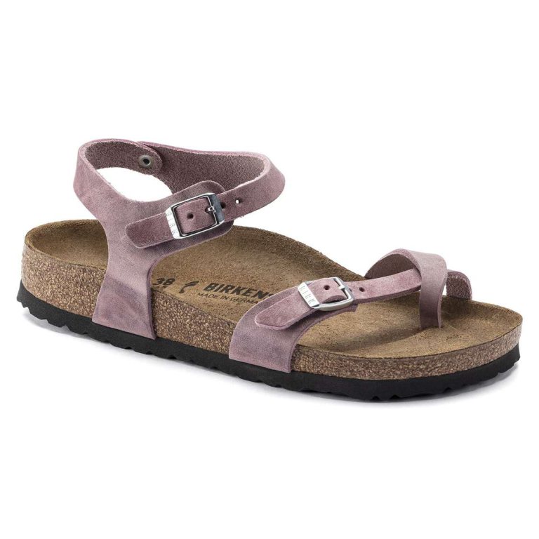 Lavender Birkenstock Taormina Oiled Leather Women's Two Strap Sandals | SgFI3zlpywX