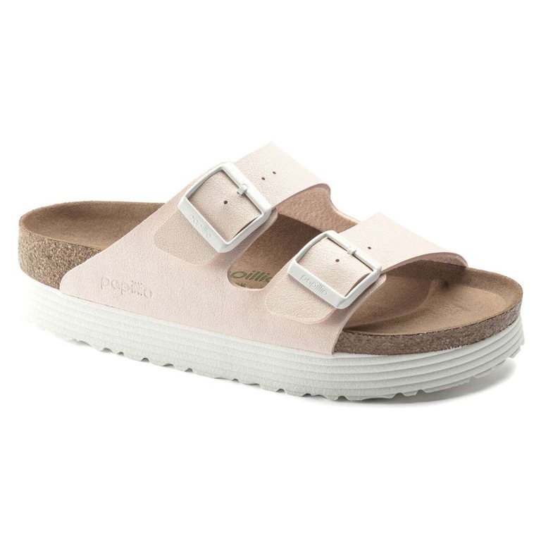 Light Rose Birkenstock Arizona Platform Vegan Birko-Flor Women's Two Strap Sandals | GstapzZ2t6L