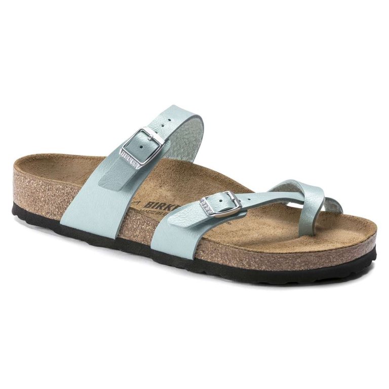 Light Turquoise Birkenstock Mayari Birko-Flor Women's Two Strap Sandals | 4nHAU1AKJOH