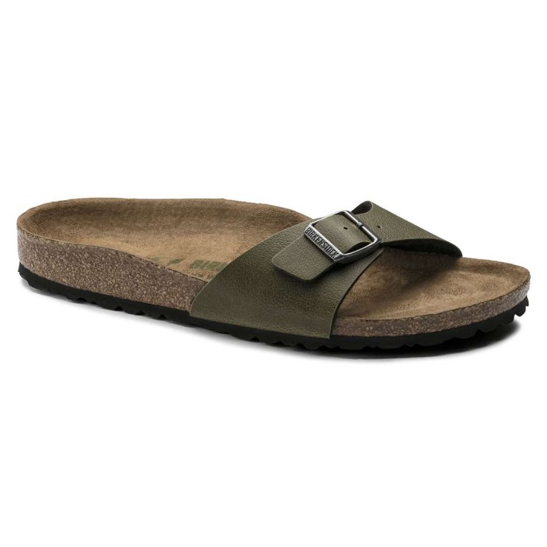 Olive Birkenstock Madrid Vegan Birko-Flor Women's One Strap Sandals | x8wWkTt9AQW