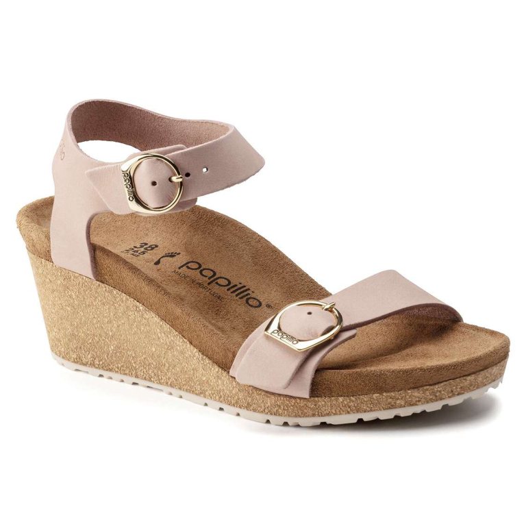 Pink Birkenstock Soley Nubuck Leather Women's Back Strap Sandals | hYndf9EbYkB