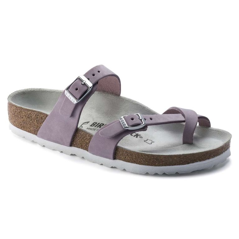 Purple Birkenstock Mayari Nubuck Leather Women's Thong | CQgRbXERbtO