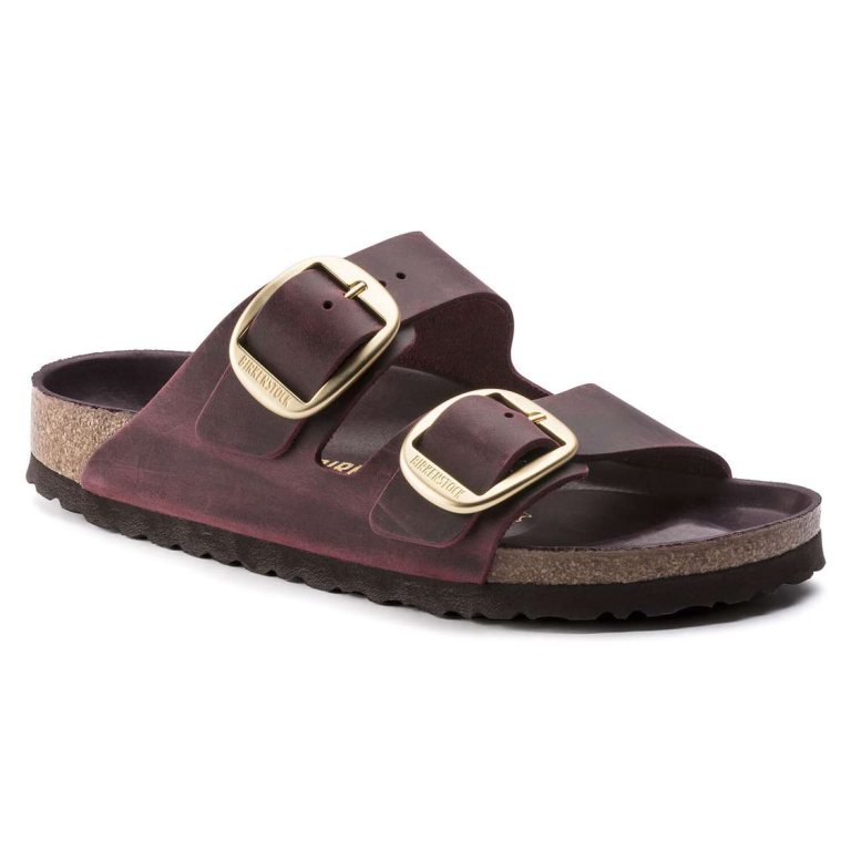 Red Birkenstock Arizona Big Buckle Oiled Leather Women's Two Strap Sandals | VhAQgdXPira