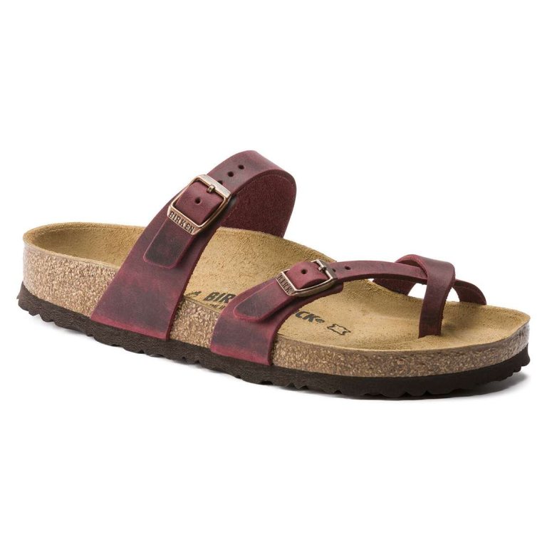 Red Birkenstock Mayari Oiled Leather Women's Thong | 6qrcfDiyLZD