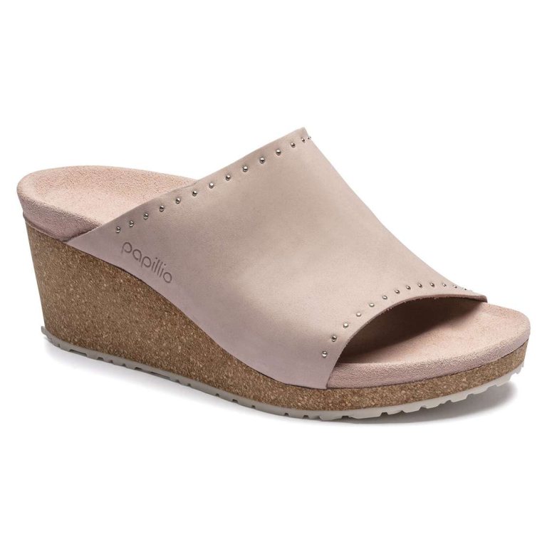 Rose Birkenstock Namica Nubuck Leather Women's Wedges Sandals | 7ntUFvnhORC