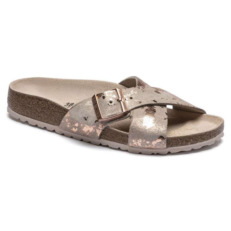 Rose Copper Birkenstock Siena Suede Leather Women's Two Strap Sandals | dZz35Dt9hE1