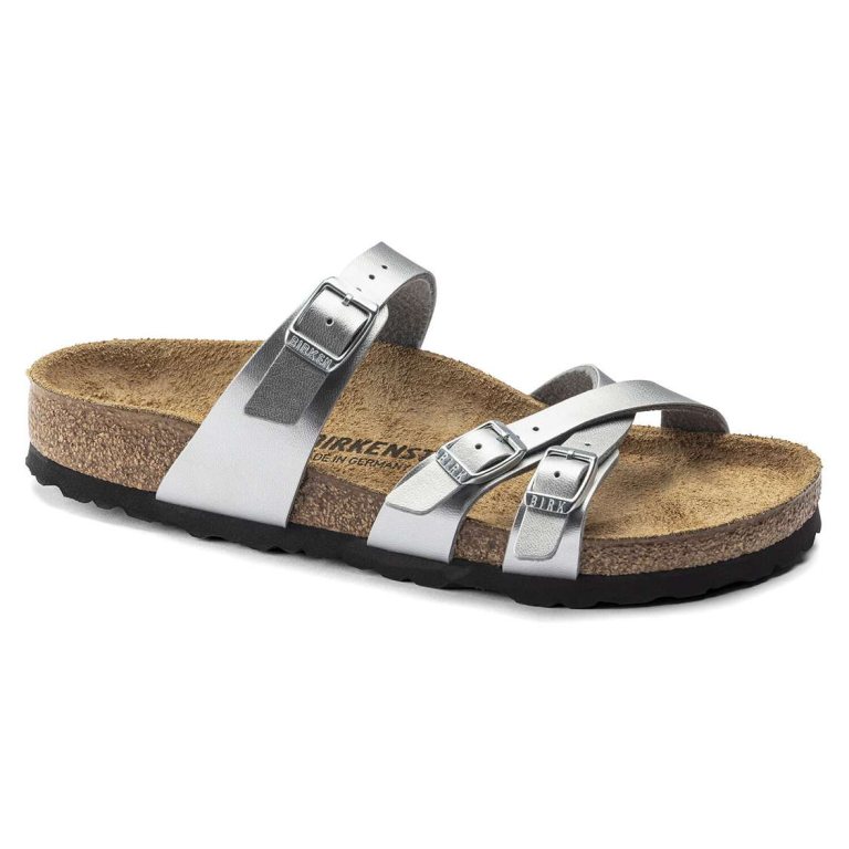 Silver Birkenstock Franca Birko-Flor Women's Multi Strap Sandals | MeOEiwvaE8C