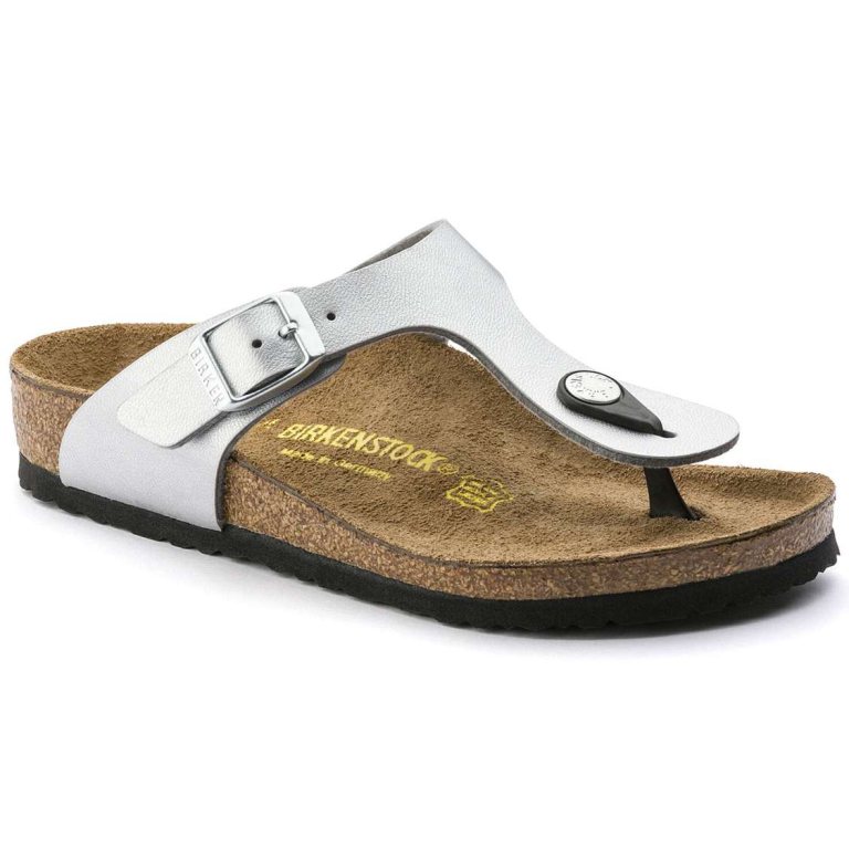 Silver Birkenstock Gizeh Birko-Flor Kids' Boys Sandals | HMV2EYLxOxd