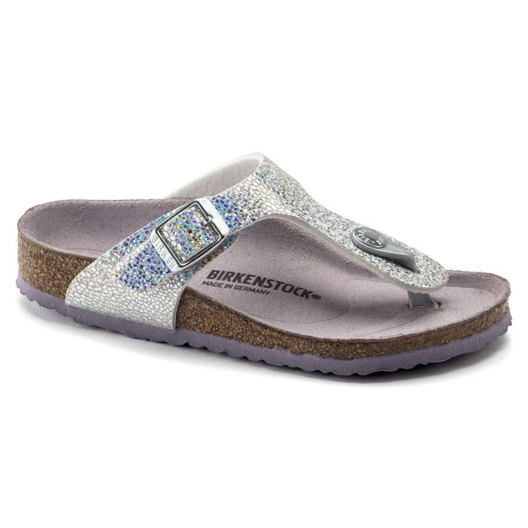 Silver / Lavender Birkenstock Gizeh Microfiber Kids' Girls Sandals | dgBbEGIhphj