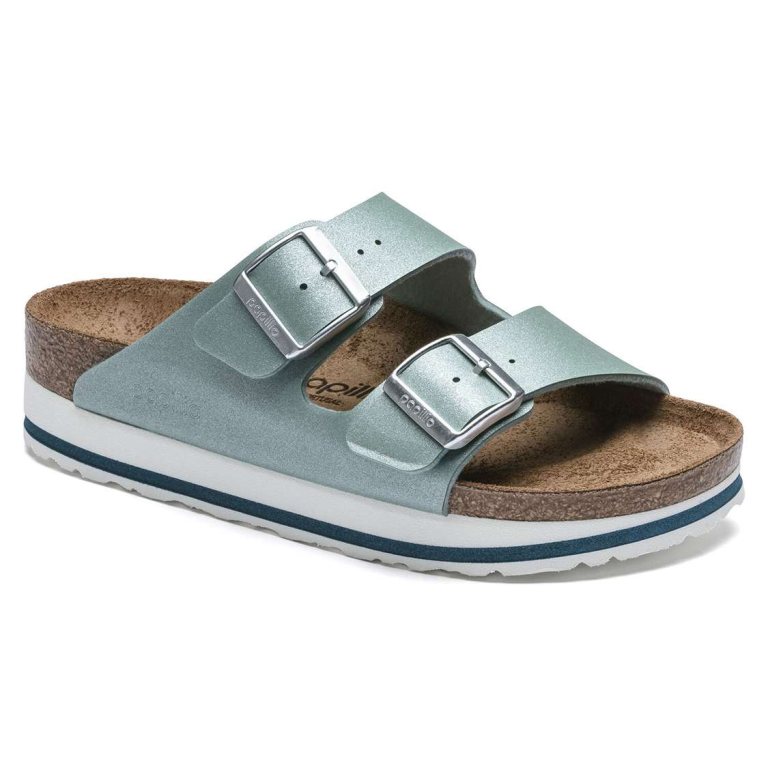 Turquoise Birkenstock Arizona Birko-Flor Women's Platforms Sandals | FhVWGbLjk7Q