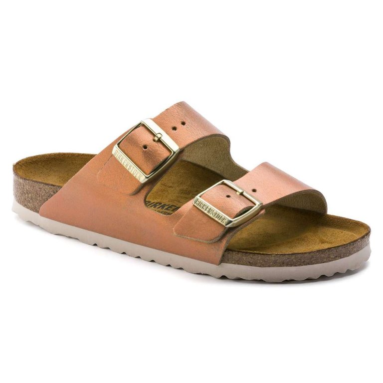 Wash Copper Birkenstock Arizona Leather Women's Two Strap Sandals | UBB35c4GV3I