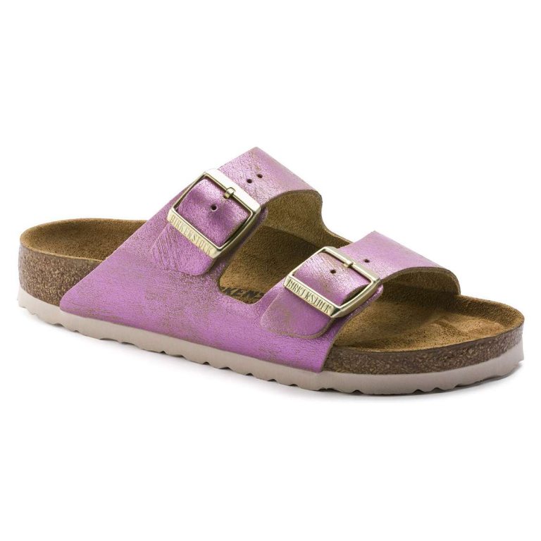 Wash Pink Birkenstock Arizona Leather Women's Two Strap Sandals | 5Jo1BsH4nCe