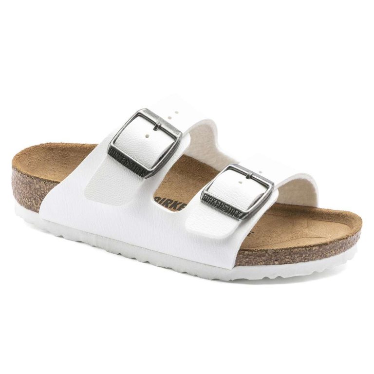 White Birkenstock Arizona Birko-Flor Kids' Boys Sandals | WEUfOtR8ndw