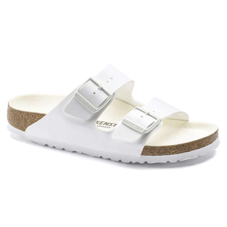 White Birkenstock Arizona Birko-Flor Men's Two Strap Sandals | 2JZUOsdSFRD