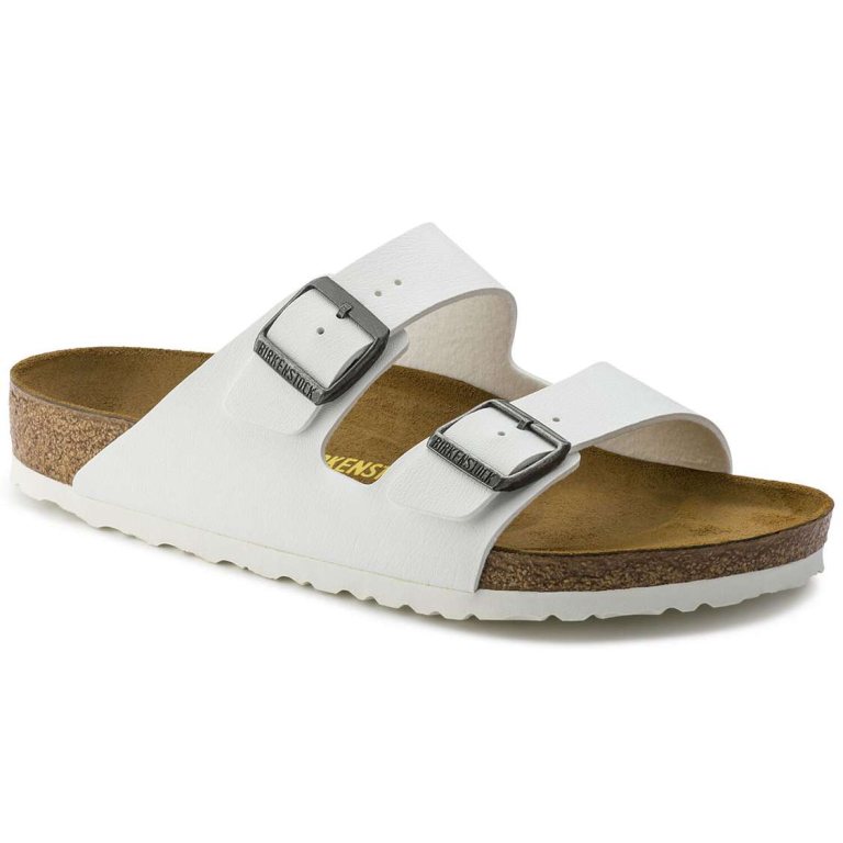 White Birkenstock Arizona Birko-Flor Men's Two Strap Sandals | D6d5DfoQkPn