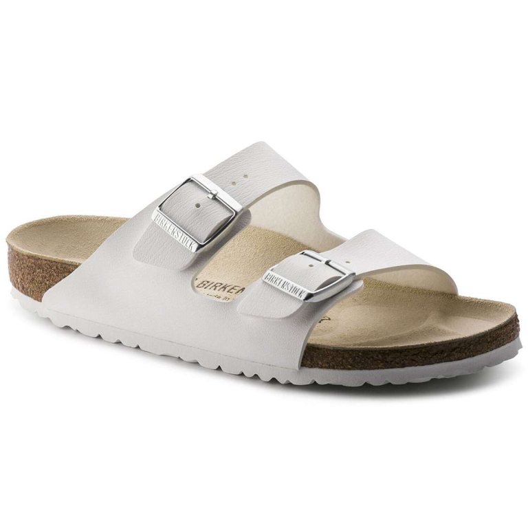 White Birkenstock Arizona Birko-Flor Men's Two Strap Sandals | E2s6oFQzQEQ