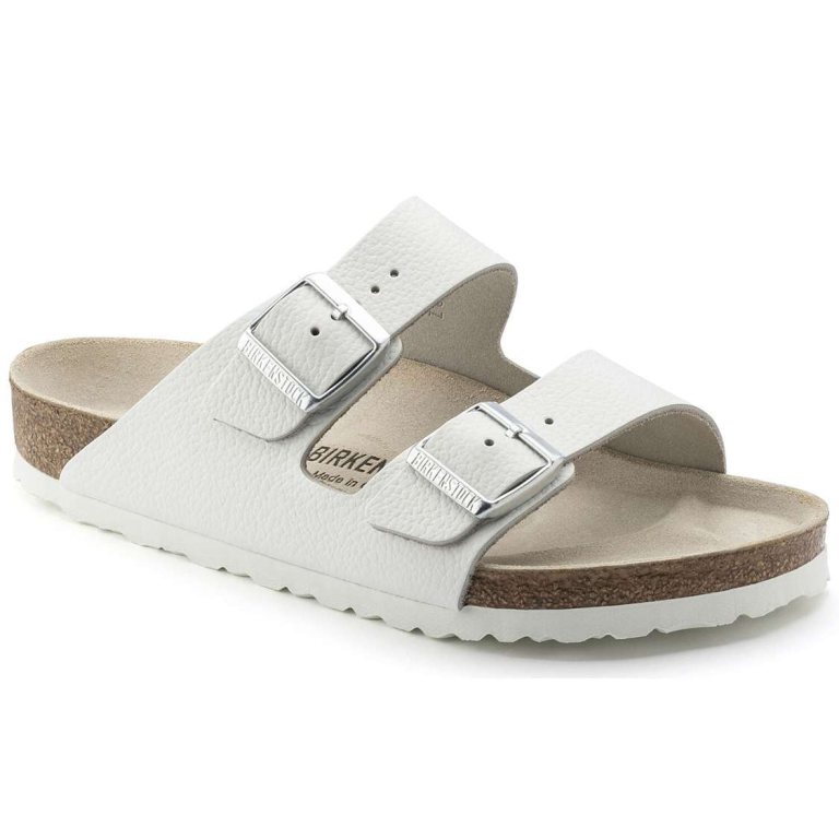 White Birkenstock Arizona Leather Women's Two Strap Sandals | JW7K7ArFQ8I