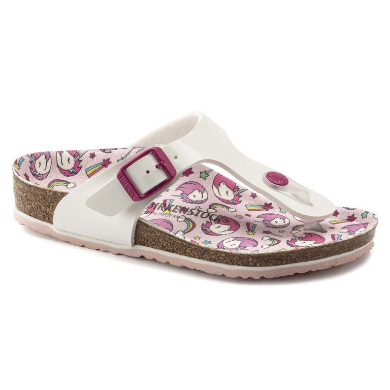 White Birkenstock Gizeh Birko-Flor Kids' Girls Sandals | y1G3vXxUYa5