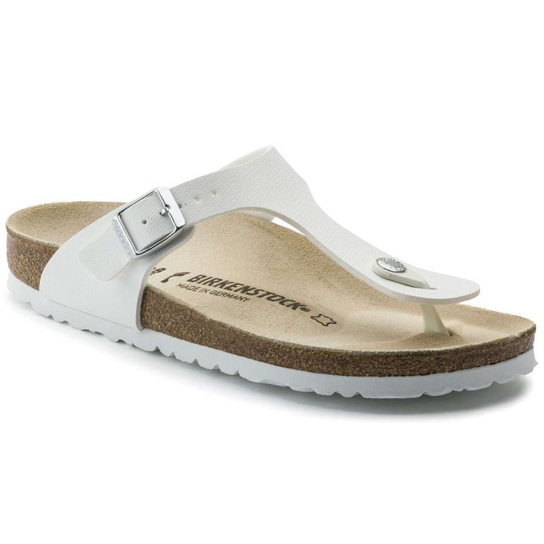 White Birkenstock Gizeh Birko-Flor Men's One Strap Sandals | XNALUpTtXD6