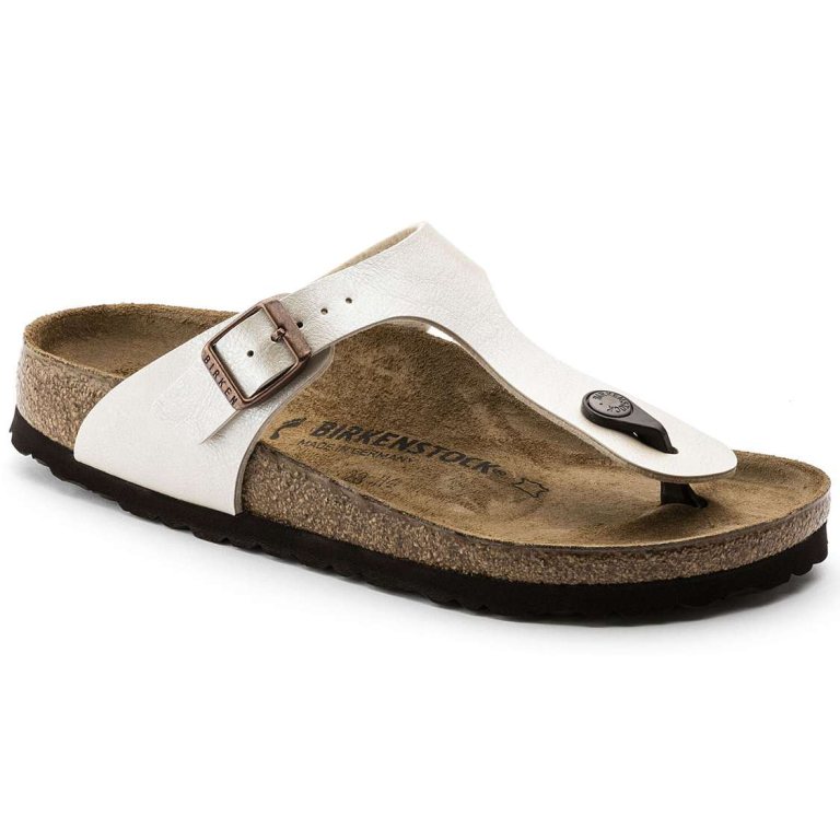 White Birkenstock Gizeh Birko-Flor Women's One Strap Sandals | cfMtYh8fGAl