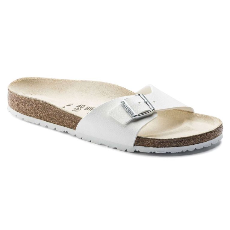 White Birkenstock Madrid Birko-Flor Women's One Strap Sandals | ymcT2UO6b5K